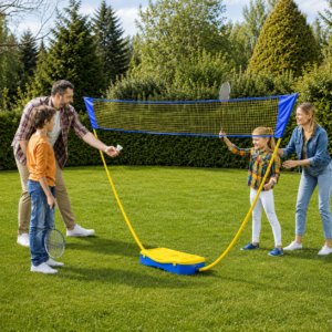 Badmintonnet Easy Pop Up Net med 2 ketcher - 5 meter