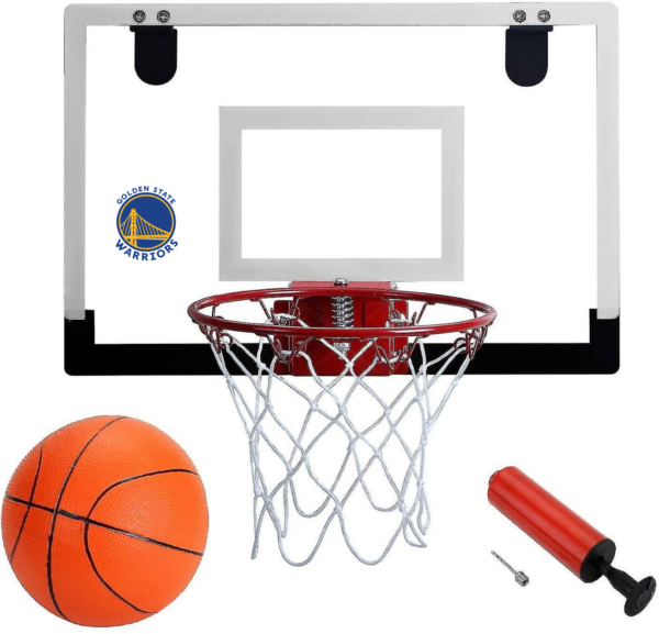 Golden State Warriors Mini Basketball Plade med Dunkekurv og Bold