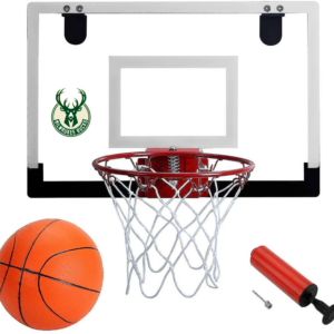 Milwaukee Bucks Mini Basketball Plade med Dunkekurv og Bold