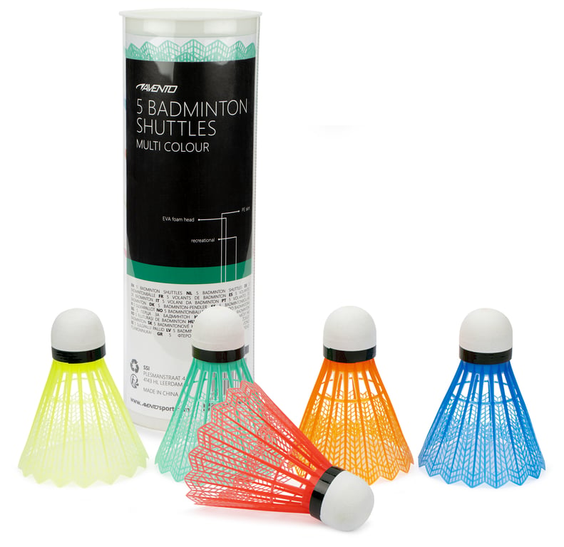 5 stk Badmintonbolde i 5 multifarver