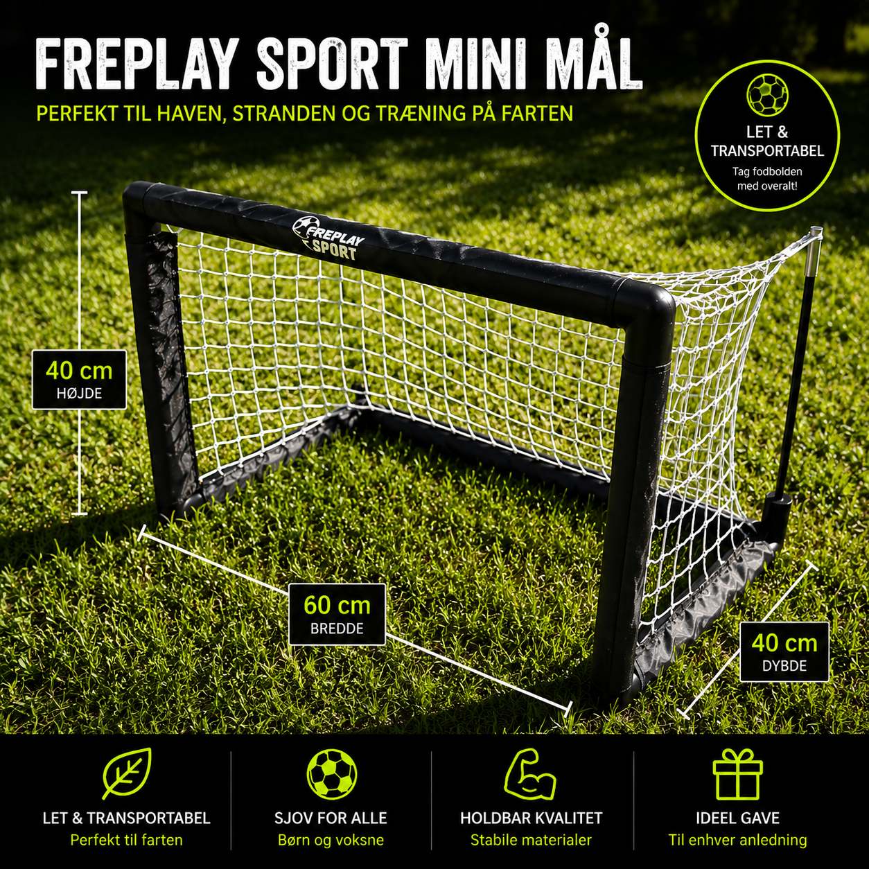 1 stk Freeplay Talent Mini fodboldmål 60 x 40 cm