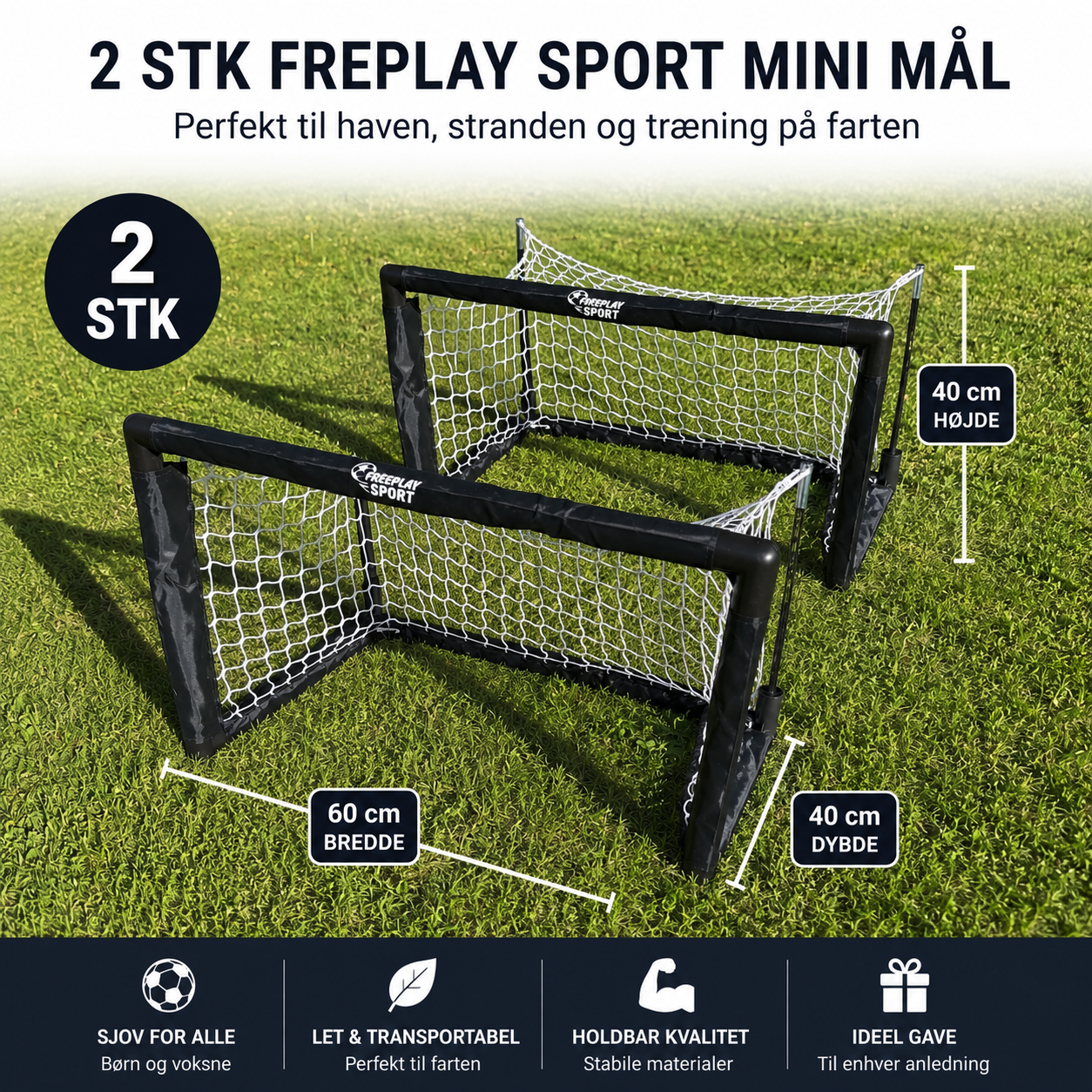2 stk Freeplay Talent Mini fodboldmål 60 x 40 cm - Billede 2