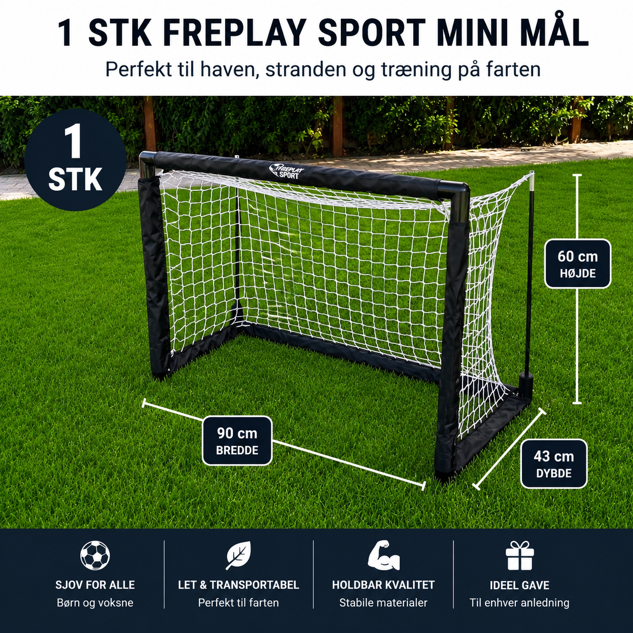 1 stk Freeplay Talent Mini fodboldmål 90 x 60 cm - Billede 2
