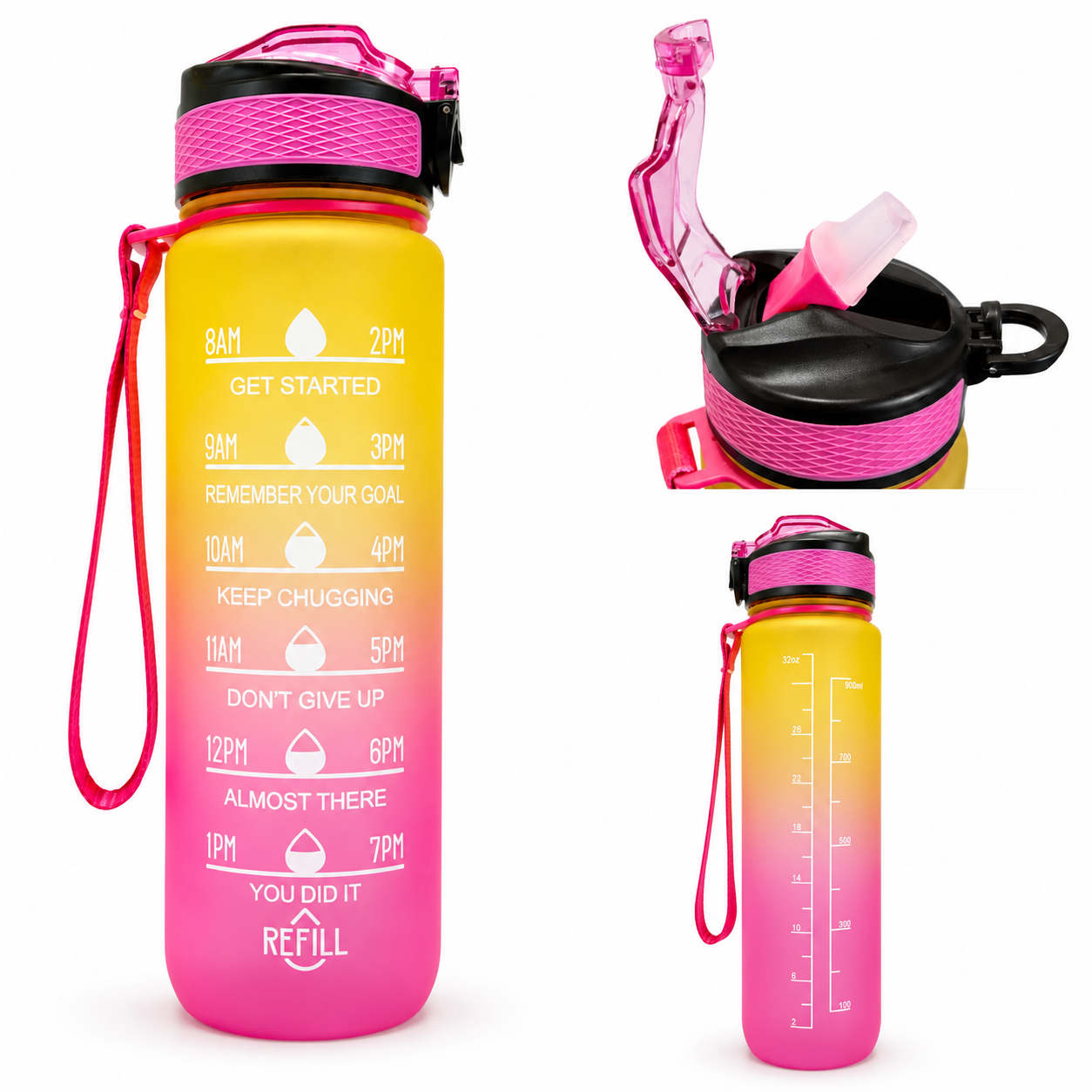 Vandflaske Motivations Coolbottle 900ML - Pink/Gul