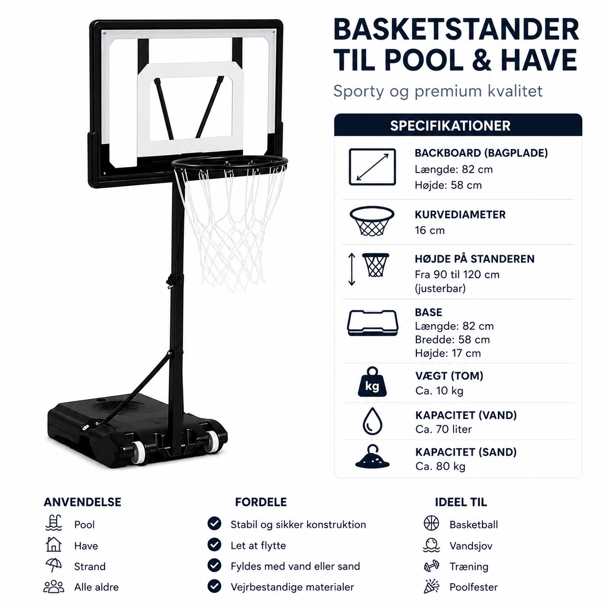 Freeplay AquaHoop Basketball Stander - Swimmingpools - Billede 5