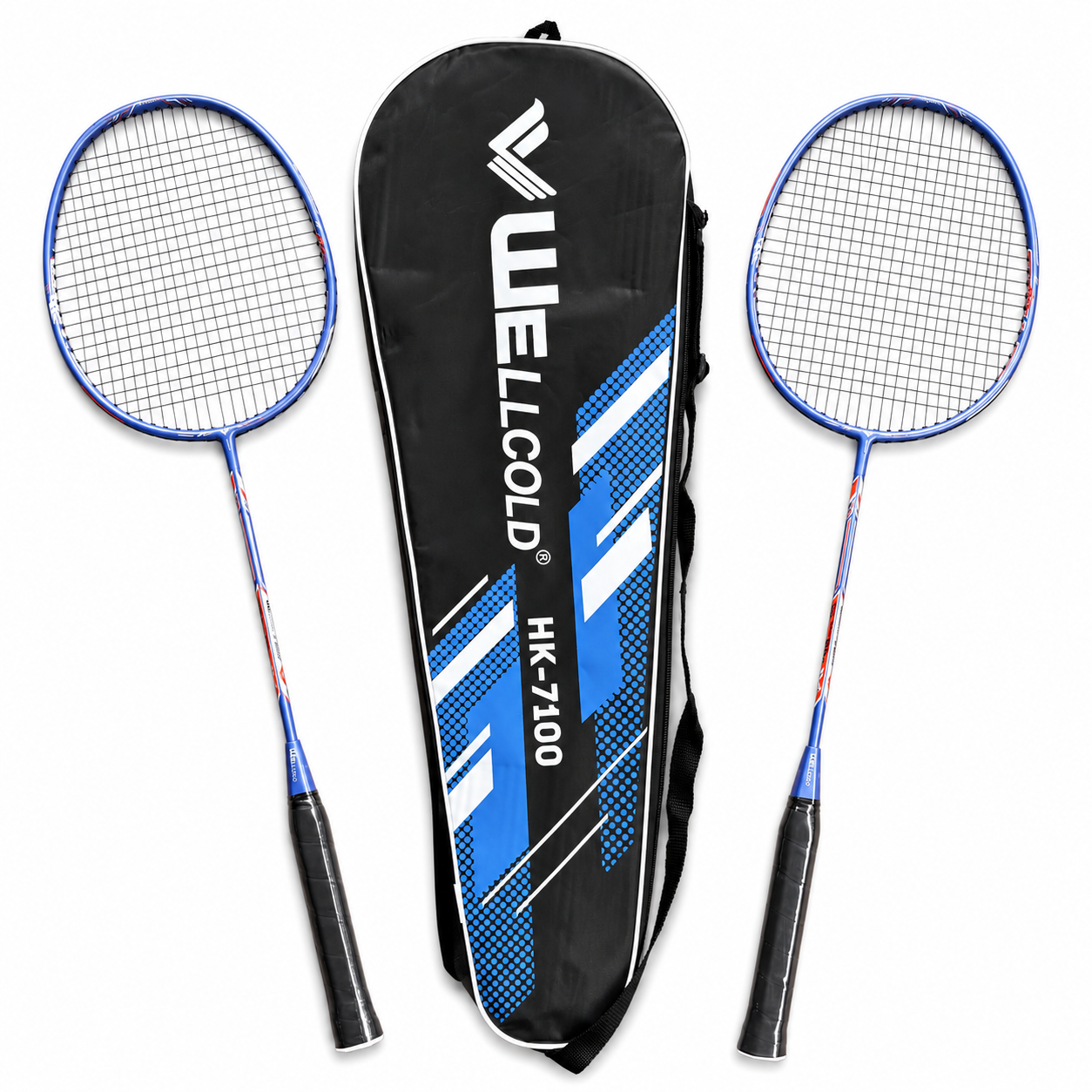 2 stk Badminton Dynamic HK 7100 ketcher WELLCOLD HK-7100 er en solid og brugervenlig allround badmintonketcher til begyndere, motionister og fritidsspillere. Den er velegnet til både unge og voksne, som ønsker en holdbar fritids ketcher til badminton i haven, skolen, sommerhuset eller sportshallen. Ketcheren har en robust ramme i aluminium og et fiberforstærket kompositskaft, som giver en god kombination af styrke, fleksibilitet og kontrol. Med en vægt på cirka 96 gram ligger ketcheren stabilt i hånden og er nem at spille med også for dig, der ikke spiller badminton regelmæssigt. WELLCOLD HK-7100 leveres færdigopstrenget med slidstærke nylonstrenge og har en anbefalet strengespænding på 18–20 lbs. Der medfølger desuden en praktisk beskyttelses og bæretaske med skulderrem, så ketcheren er nem at opbevare og transportere. Specifikationer Mærke: WELLCOLD Model: HK-7100 Ramme: Aluminiumslegering Skaft: Fiberforstærket komposit Strenge: Nylon Greb: Syntetisk grip Vægt: Ca. 96 gram Længde: 66 cm Bredde: Ca. 20 cm Strengespænding: 18–20 lbs Farve: Blå og sort Beskyttelsestaske med skulderrem medfølger Velegnet til begyndere, unge, voksne og motionsspillere En prisvenlig badmintonketcher til sjov, træning og hyggelige badmintonkampe.