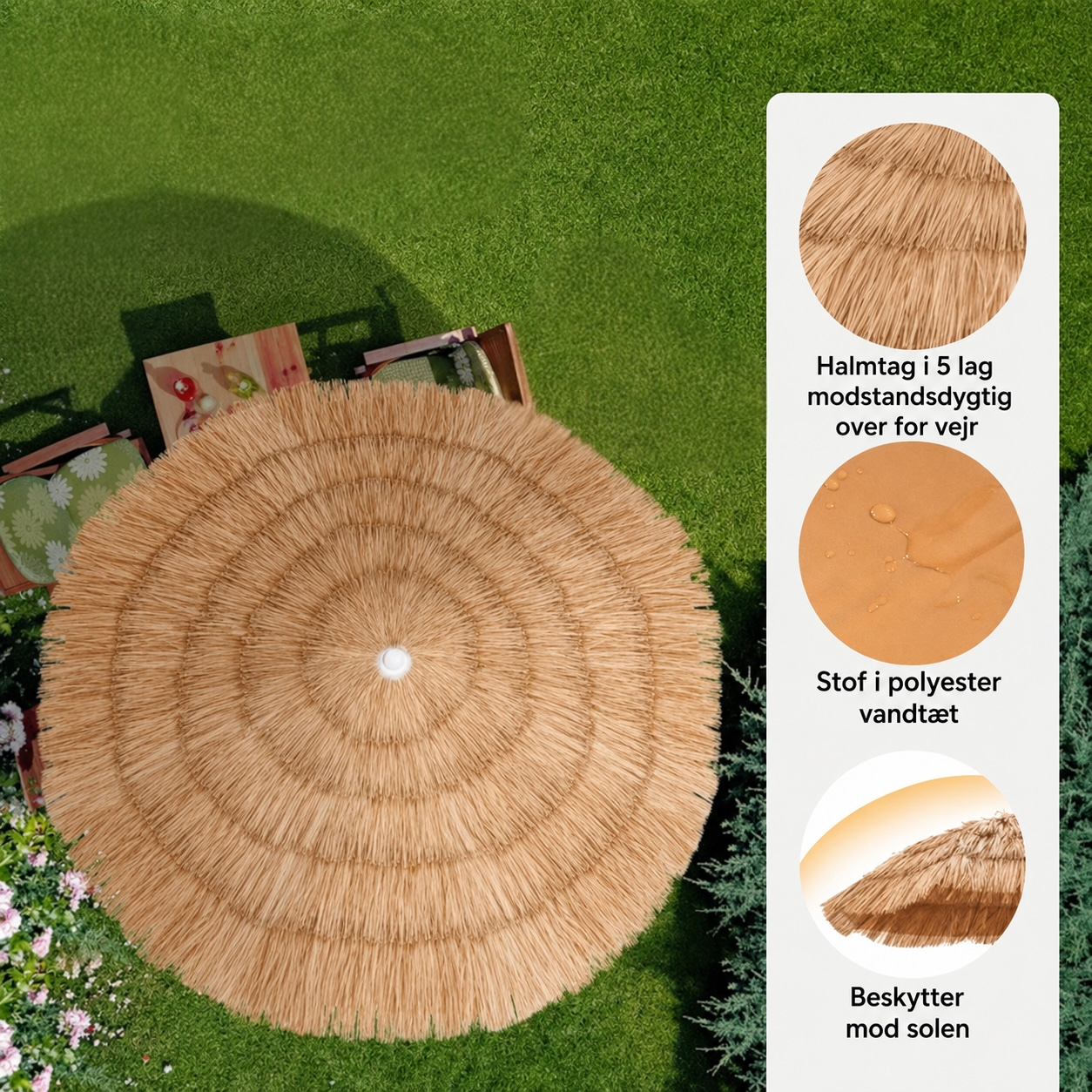 Parasol Hawaii LUX Natur Ø300 cm - Billede 5