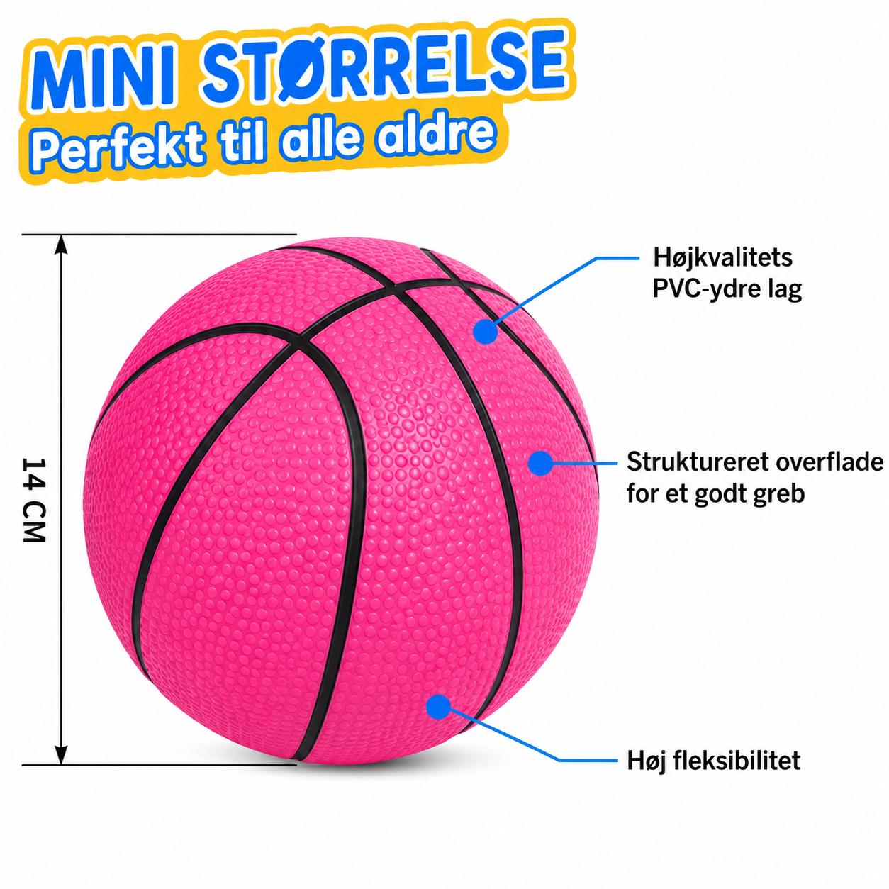 Gamez Jam Mini Basketball Ø14 cm - Gummi - Billede 2