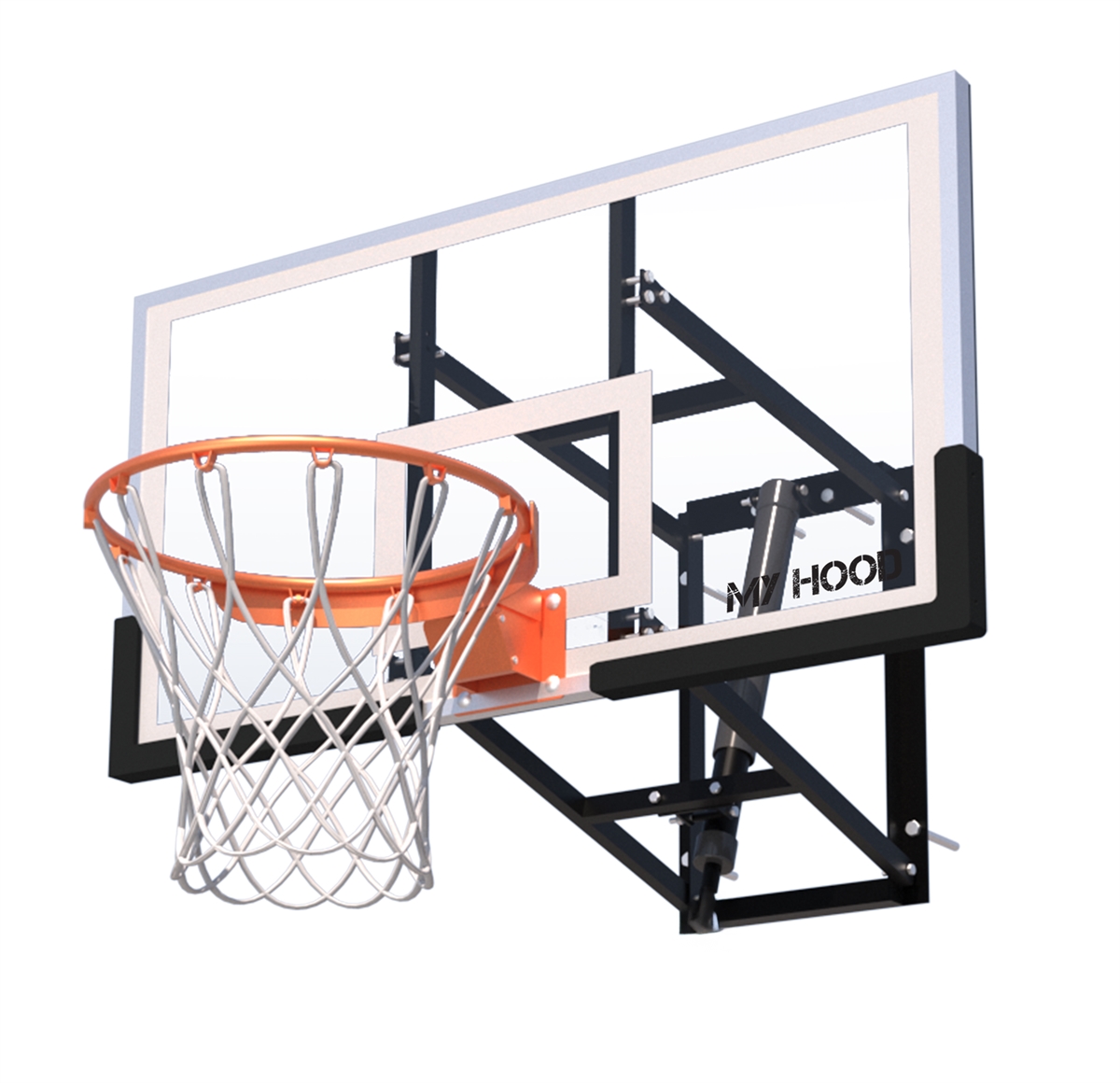 Basketball Plade Giant Pro Wall med Dunkekurv og Udhæng Robust galvanisret basketplade med dunkekurv til ophæng på gavl eller husmur. Pro Wall har et stort backboard på hele 136 x 80 cm med hærdet pladeglas. Kan justeres trinløst i højden fra 227 til 305 cm. Backboard: 136 x 80 cm med hærdet pladeglas Solidt galvaniseret stålophæng Justerbar i højden: 227-305 cm Justeres trinløst med håndtag Fjederophængt dunkekurv Til montering på husgavl eller mur Vægt: 42 kg Brand: My Hood